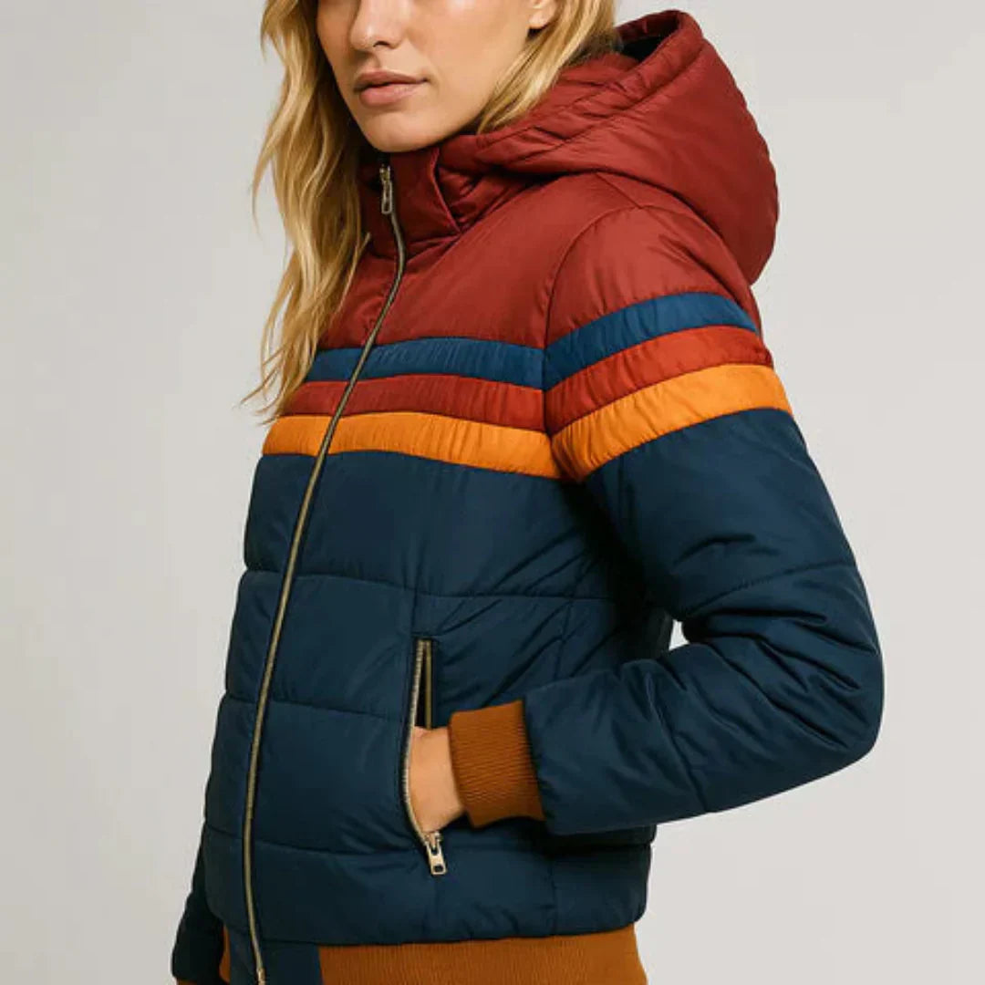 Taylor  Elegant og komfortabel retro stribet quiltet jakke