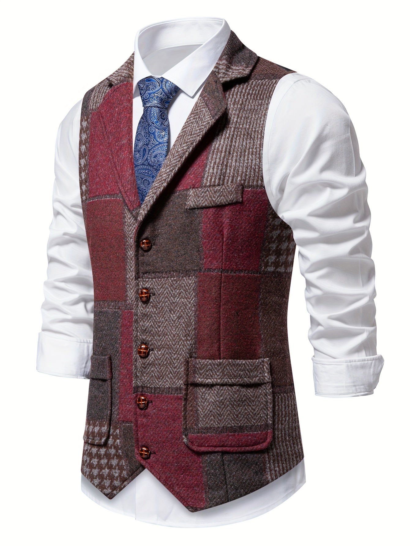 RAVNHOLM Tweed-vest med sildebensmønster
