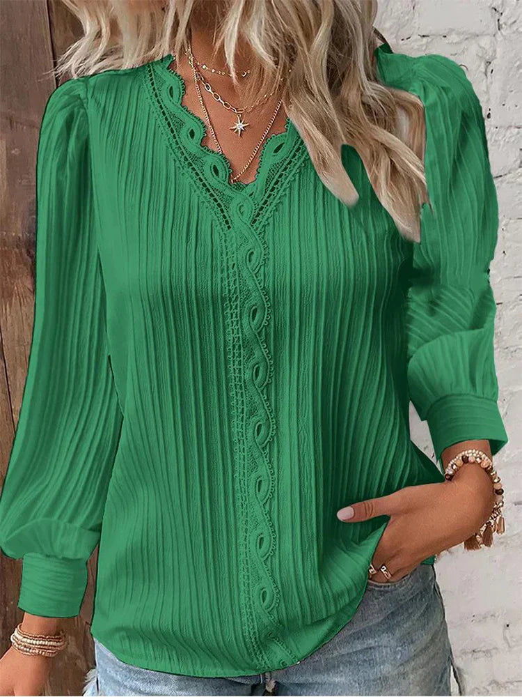 Maja Bluse med blonderdetaljer