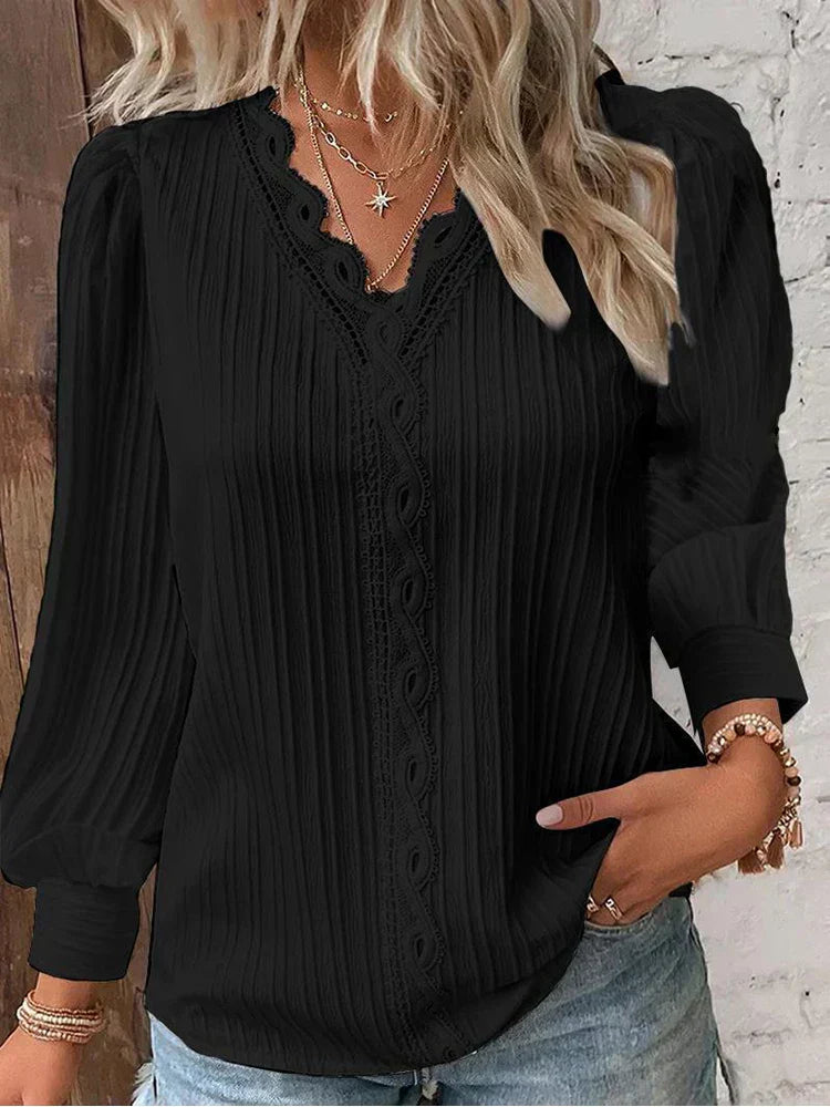 Maja Bluse med blonderdetaljer