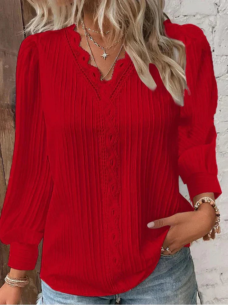 Maja Bluse med blonderdetaljer