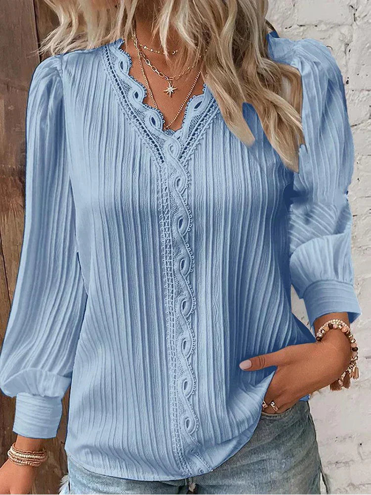 Maja Bluse med blonderdetaljer