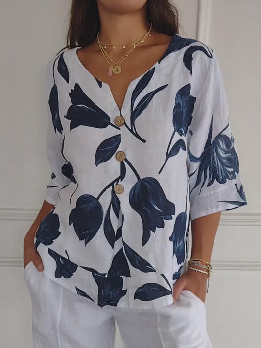 Ellen  Bluse skjorte med blomstermønster