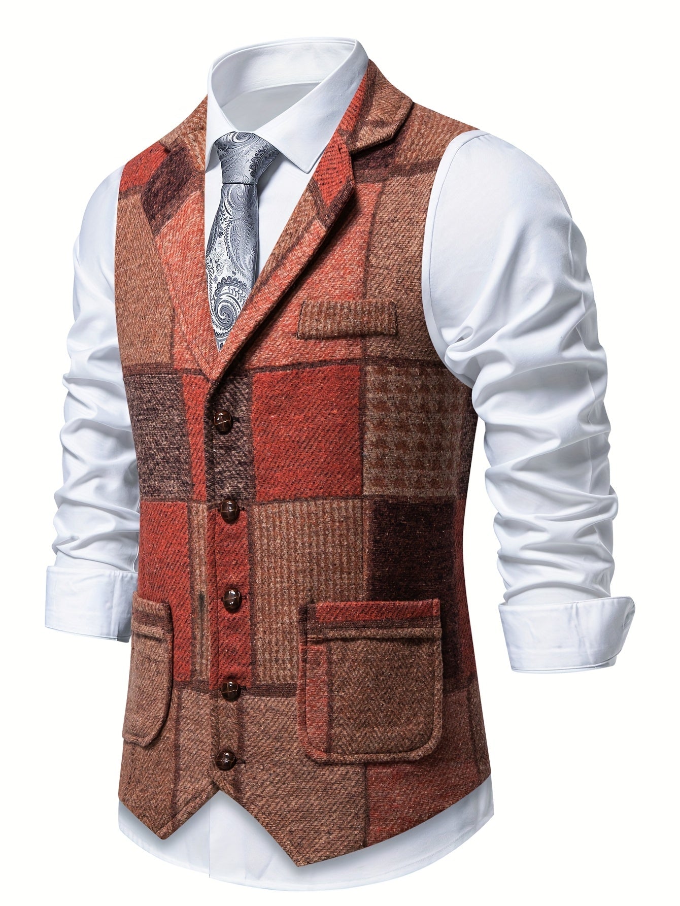 RAVNHOLM Tweed-vest med sildebensmønster