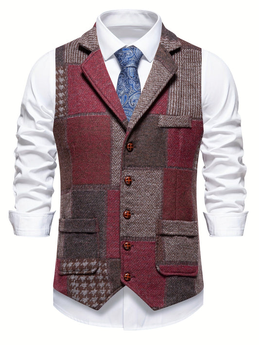 RAVNHOLM Tweed-vest med sildebensmønster