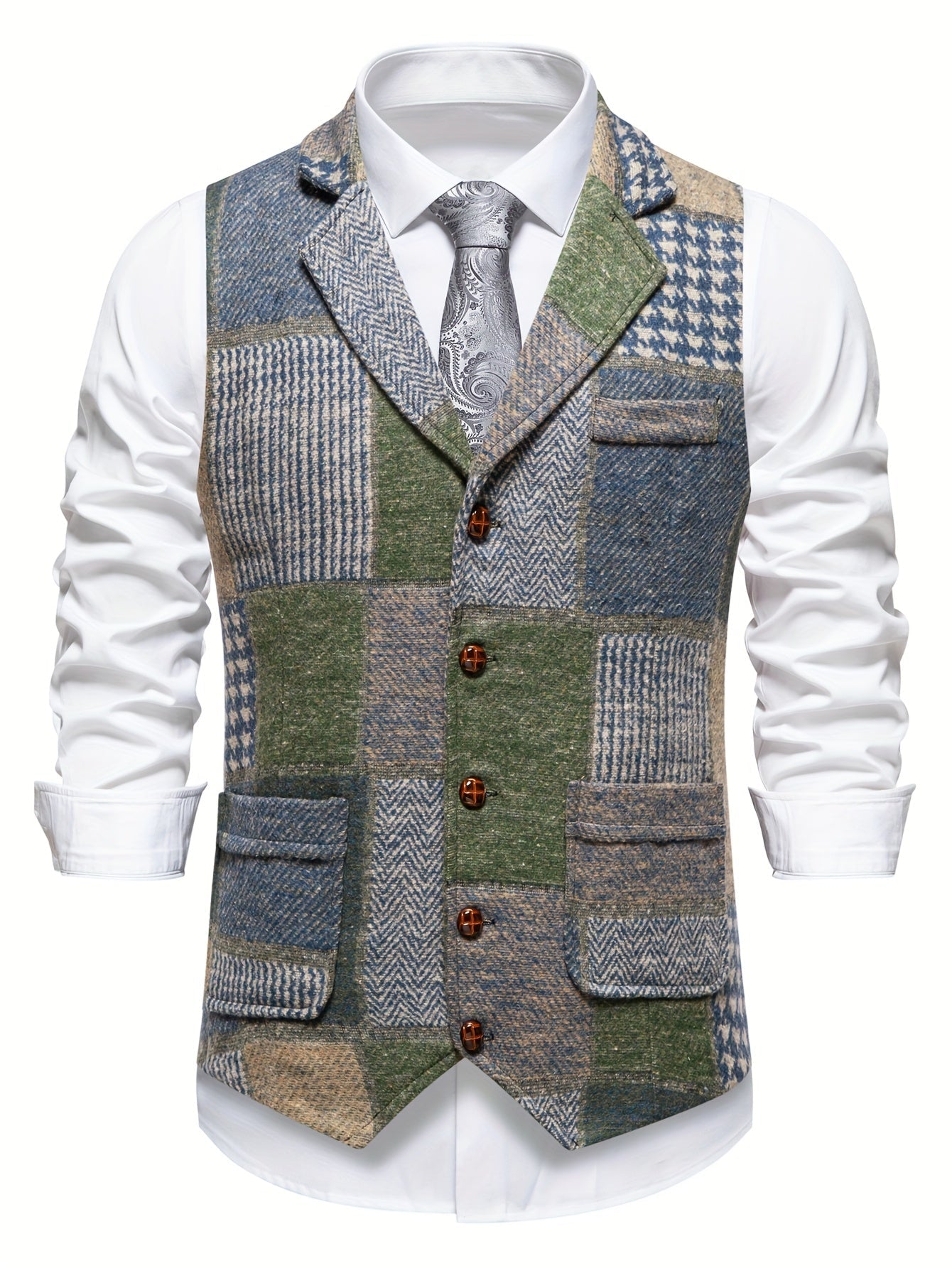 RAVNHOLM Tweed-vest med sildebensmønster