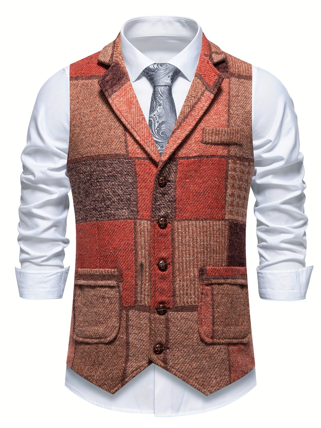 RAVNHOLM Tweed-vest med sildebensmønster